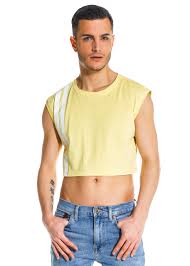Shop crop top shirts at plt. Crop Top Stripes Yellow Kings Of Fashion