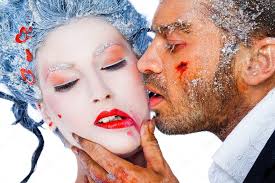 frozen kiss red lipstick stock photo by