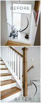 We finally replaced the typical split level entry way railing and put in a book. How To Install A Wooden Handrail On Split Level Stairs Lemon Thistle Split Level Remodel Exterior Stair Remodel Split Foyer