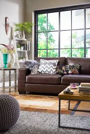 chestnut brown leather sofa in modern