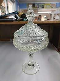 Vintage Diamond Glass Crystal Pedestal