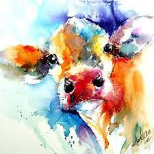 Cow Painting Watercolor Art Cow Art