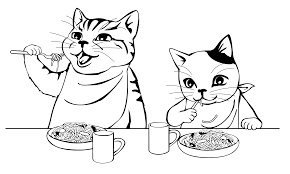 Kotki to jedne z dwóch najczęściej wybieranych zwierzątek domowych. Kot I Jedzenie Kolorowanka Do Druku