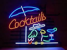 Cocktails Parrot Umbrella Neon Light