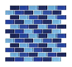1x2 Deep Blue Liscia Glass Brick Mosaic