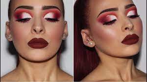 red half cut crease makeup tutorial