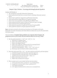 factoring and solving quadratic lps
