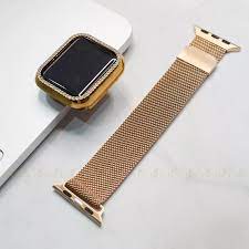✈◇▧ Combo dây thép milan và ốp đính đá cho Apple Watch đồng hồ thông minh  iWatch Series 1/2/3/4/5/6/SE size 38/40/42/44mm