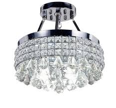 Top Lighting 4 Light Chrome Finish Round Metal Shade Crystal Chandelier Semi Flush Mount Ceiling Fixture