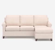 Cameron Roll Arm Upholstered Sofa With Reversible Chaise Sectional Polyester Wrapped Cushions Premium Performance Basketweave Pebble Pottery Barn