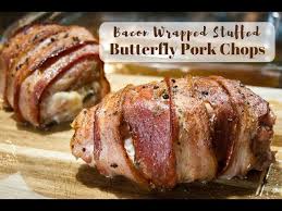 bacon wrapped stuffed erfly pork