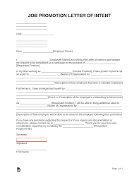 job promotion letter of intent template