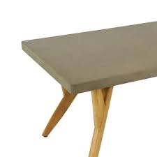 Koski Teak And Light Gray Wood And Stone Outdoor Coffee Table