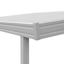 Integra 8 Ft X 12 Ft White Aluminum Attached Solid Patio Cover With 3 Posts Maximum Roof Load 30 Lbs