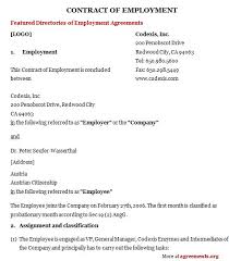 Employment Agreement Sample Usa Cover Letter For