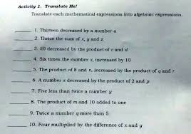 Translate Each Mathematical Expression