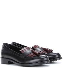 Tods Loafers Size Chart Tods Frangia Leather Loafers Black