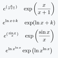 exponential functions in latex