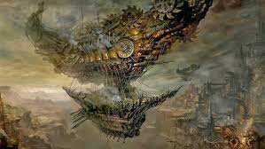 hd wallpaper city airships ruin