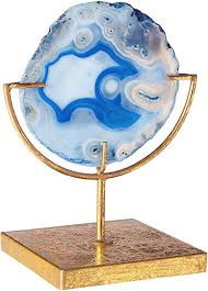 Agate is a common rock formation, consisting of chalcedony and quartz as its primary components, consisting of a wide variety of colors. Amazon Com Creative Co Op Da4784 Decorative Agate Stone Slice On Metal Stand Blue Home Kitchen