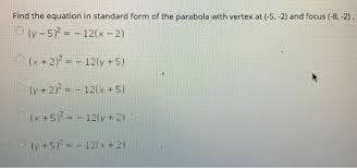Solved Find The Vertex Focus And
