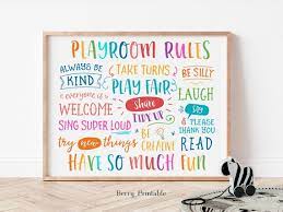 Playroom Rules Printable Wall Art Kids