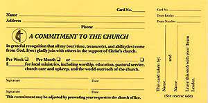 a commitment to the church pledge card