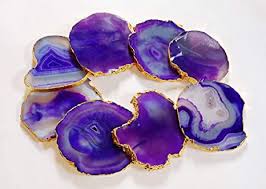 Its chemical formula is si02. Amazon Com Coasters Purple Agate Coasters Set With Gold Electroplated Stone Coasters Quartz Coasters Drink Ware Coasters Set Home Decor 4 Purple Coasters