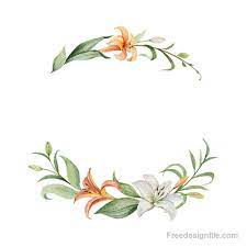 watercolor lilies flower frame vector