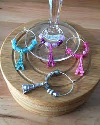 eiffel tower wine glass charms set of