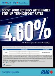 Attractive fixed profit rates, flexible tenures. Boost Your Returns With Higher Step Up Term Deposit Rates With Rhb