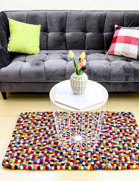 felt multi color ball rug woollyfelt
