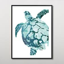 Tropical Sea Turtle Framed Art By