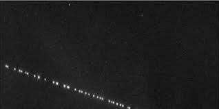 A train of spacex starlink satellites are visible in the night sky in this still from a video captured by satellite tracker marco langbroek in leiden, the netherlands on may 24, 2019. Spacex S Starlink Satellites Put On A Celestial Show Over The Netherlands