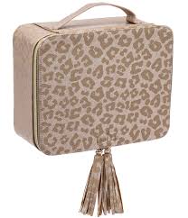 hollis jett setter vegan leather leopard makeup bag leopard