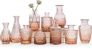 Amber Glass Bud Vase Set Of 10 Small