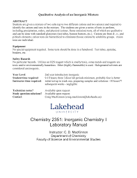 Qualitative Analysis Of An Inorganic Mixture