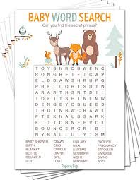 Baby Word Search Game Cards Pack Of 50 Baby Shower Games Ideas