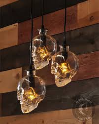 Glass Skull 3 Light Pendant Chandelier By Moonshine Lamp Co Moonshine Lamp Company