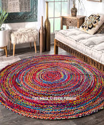 round chindi multi braided rug 6 ft