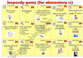 Jeopardy -Game for Elementary students. - ESL worksheet by alice alice