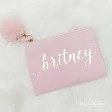 custom name makeup bag baby pink