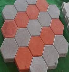 Hexagonal Grey And Red Hexagon Pavers