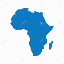 Blank Blue Similar Continent Africa Map Isolated On White Background
