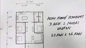 lukis pelan rumah setingkat 3 bilik 2