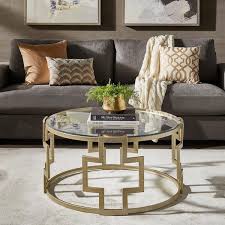 Gold 36 Round Glass Coffee Table