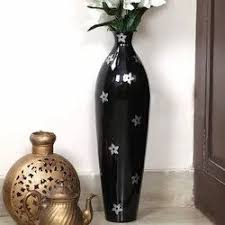 black modern long height flower vase