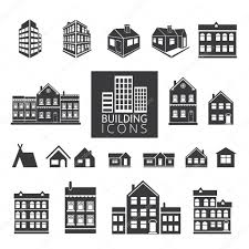 simple icons buildings icons stock