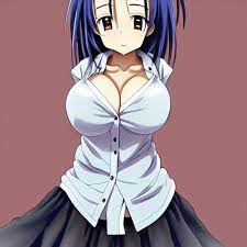 Anime Girl Wearing White Buttoned Shirt Big Breast Belly Expansion ·  Creative Fabrica