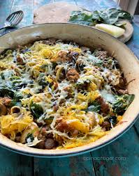 You go from cooking it on the stove top to popping it in your oven . Low Carb Italian Sausage Recipe With Spaghetti Squash Spinach Tiger
